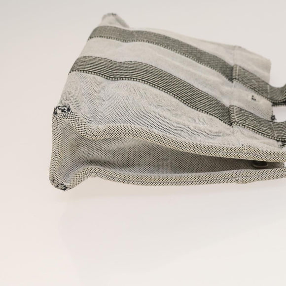 HERMES Her Line Tote Bag Canvas 2Set Gray Black Silver Auth bs28344