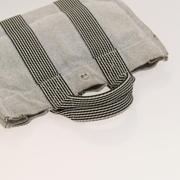 HERMES Her Line Tote Bag Canvas 2Set Gray Black Silver Auth bs28344