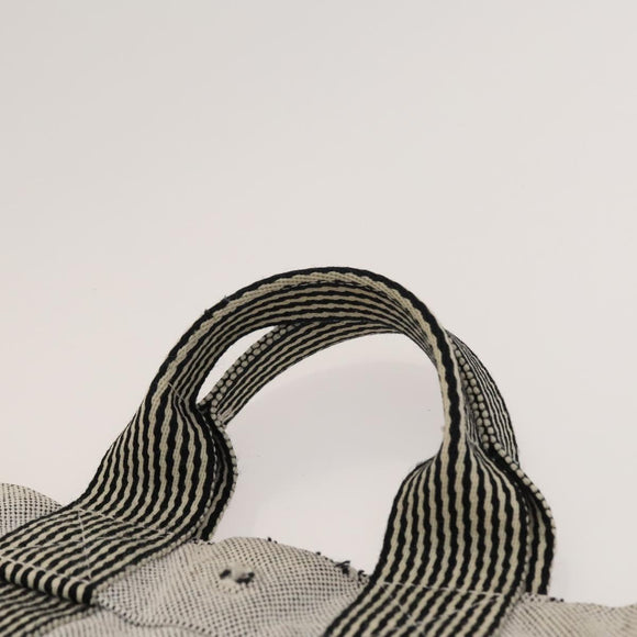 HERMES Her Line Tote Bag Canvas 2Set Gray Black Silver Auth bs28344