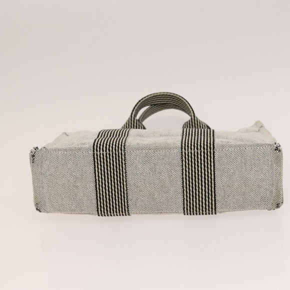 HERMES Her Line Tote Bag Canvas 2Set Gray Black Silver Auth bs28344