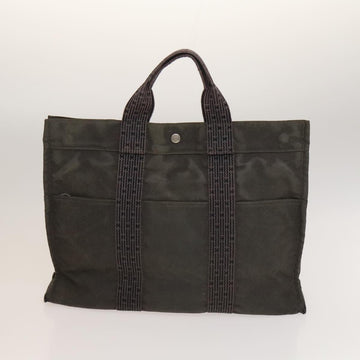 HERMES Her Line Tote Bag Canvas 2Set Gray Black Silver Auth bs28344 - 0