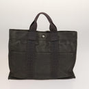 HERMES Her Line Tote Bag Canvas 2Set Gray Black Silver Auth bs28344-3