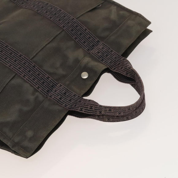 HERMES Her Line Tote Bag Canvas 2Set Gray Black Silver Auth bs28344