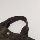 HERMES Her Line Tote Bag Canvas 2Set Gray Black Silver Auth bs28344-6