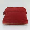 HERMES Bolide Pouch Canvas 2Set Beige Red Silver Auth bs28345-11