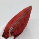 HERMES Bolide Pouch Canvas 2Set Beige Red Silver Auth bs28345-14
