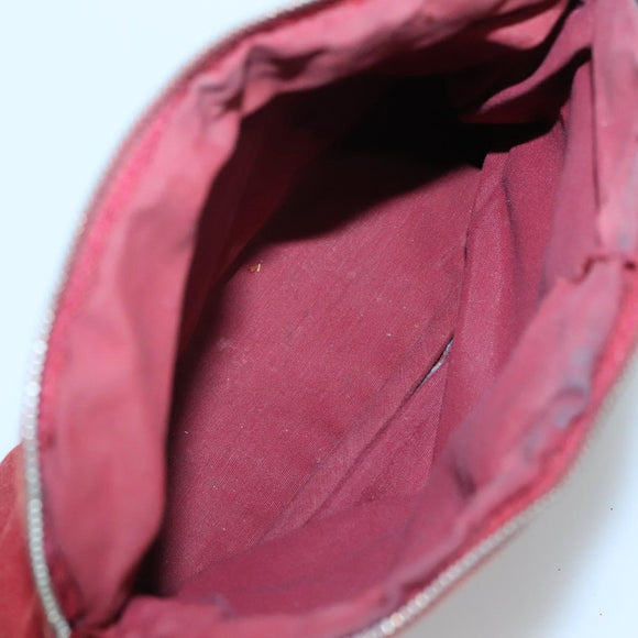 HERMES Bolide Pouch Canvas 2Set Beige Red Silver Auth bs28345