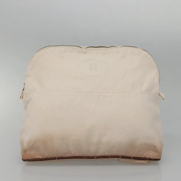 HERMES Bolide Pouch Canvas 2Set Beige Red Silver Auth bs28345 - 0