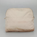HERMES Bolide Pouch Canvas 2Set Beige Red Silver Auth bs28345-3