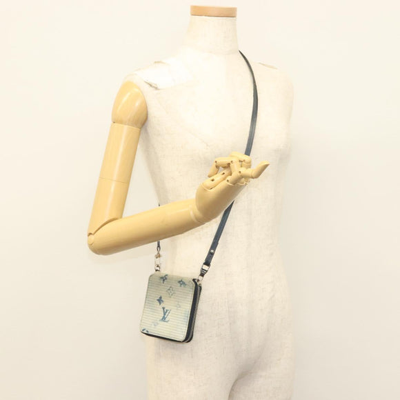 LOUIS VUITTON Monogram Watercolor Zippy Compact Wallet Blue M80461 Auth bs28348