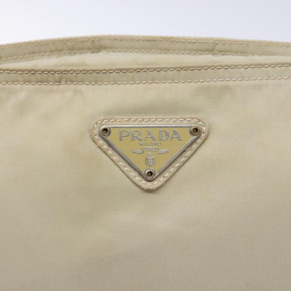 PRADA Shoulder Bag Nylon Beige Auth bs28381