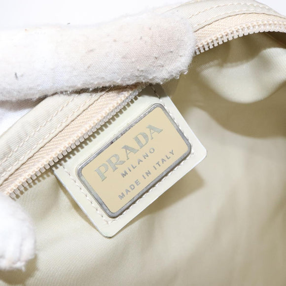 PRADA Shoulder Bag Nylon Beige Auth bs28381
