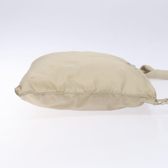 PRADA Shoulder Bag Nylon Beige Auth bs28381