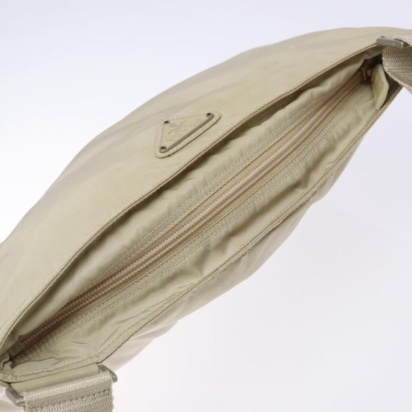 PRADA Shoulder Bag Nylon Beige Auth bs28381