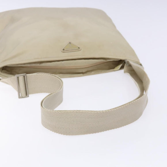 PRADA Shoulder Bag Nylon Beige Auth bs28381