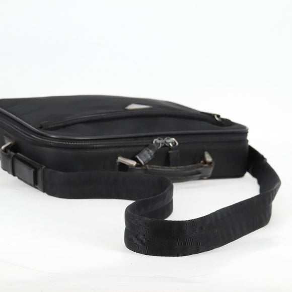 PRADA Hand Bag Nylon Leather 2way Black Silver Auth bs28384