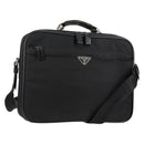 PRADA Hand Bag Nylon Leather 2way Black Silver Auth bs28384-1