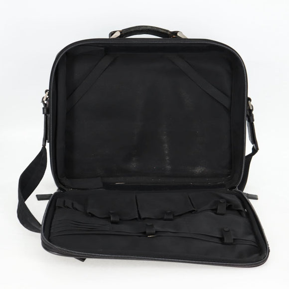 PRADA Hand Bag Nylon Leather 2way Black Silver Auth bs28384