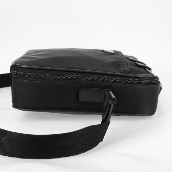PRADA Hand Bag Nylon Leather 2way Black Silver Auth bs28384