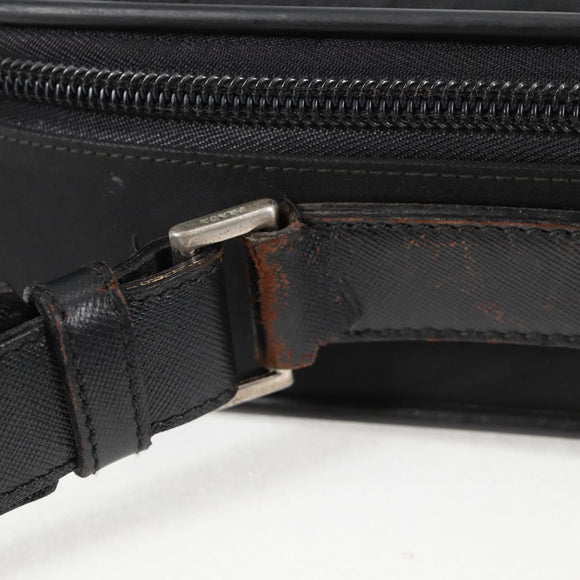 PRADA Hand Bag Nylon Leather 2way Black Silver Auth bs28384
