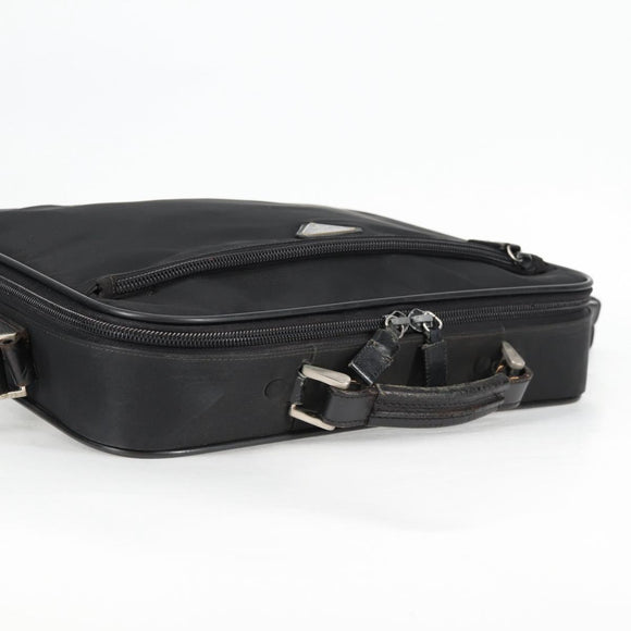 PRADA Hand Bag Nylon Leather 2way Black Silver Auth bs28384