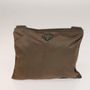 PRADA Shoulder Bag Nylon Leather 2Set Khaki Brown Auth bs28388-10
