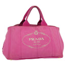 PRADA Canapa GM Hand Bag Canvas Pink Gold Auth bs28390-1