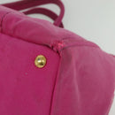 PRADA Canapa GM Hand Bag Canvas Pink Gold Auth bs28390-8
