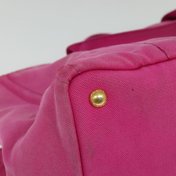 PRADA Canapa GM Hand Bag Canvas Pink Gold Auth bs28390