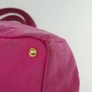 PRADA Canapa GM Hand Bag Canvas Pink Gold Auth bs28390-17