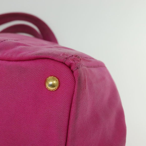 PRADA Canapa GM Hand Bag Canvas Pink Gold Auth bs28390
