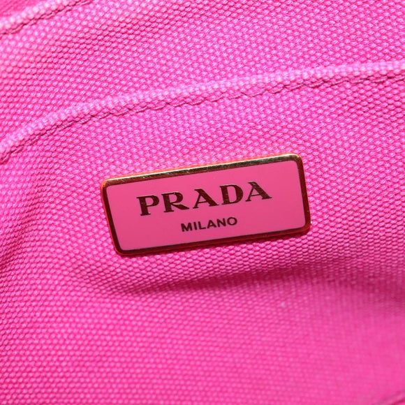 PRADA Canapa GM Hand Bag Canvas Pink Gold Auth bs28390