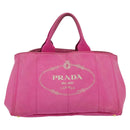 PRADA Canapa GM Hand Bag Canvas Pink Gold Auth bs28390-13