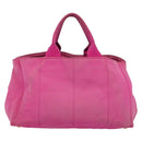PRADA Canapa GM Hand Bag Canvas Pink Gold Auth bs28390-2