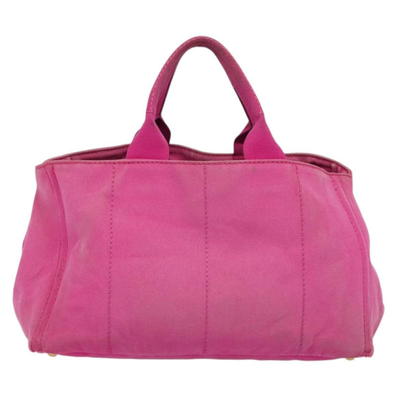 PRADA Canapa GM Hand Bag Canvas Pink Gold Auth bs28390
