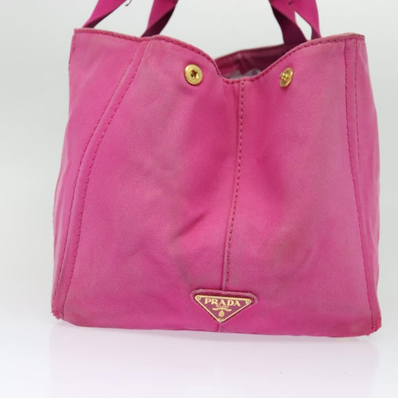 PRADA Canapa GM Hand Bag Canvas Pink Gold Auth bs28390