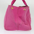 PRADA Canapa GM Hand Bag Canvas Pink Gold Auth bs28390-4