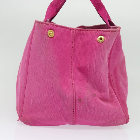 PRADA Canapa GM Hand Bag Canvas Pink Gold Auth bs28390