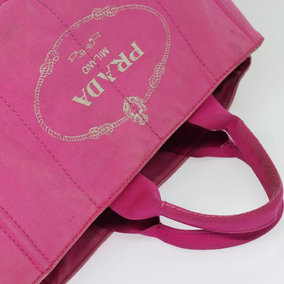 PRADA Canapa GM Hand Bag Canvas Pink Gold Auth bs28390