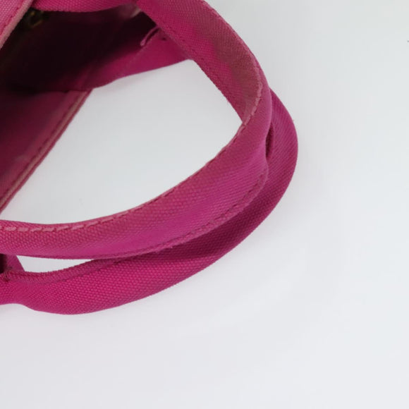 PRADA Canapa GM Hand Bag Canvas Pink Gold Auth bs28390