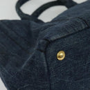 PRADA Canapa MM Hand Bag Denim Blue Gold Auth bs28391-15