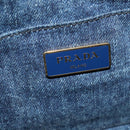 PRADA Canapa MM Hand Bag Denim Blue Gold Auth bs28391-18
