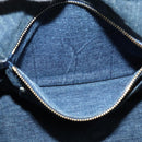 PRADA Canapa MM Hand Bag Denim Blue Gold Auth bs28391-21