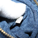 PRADA Canapa MM Hand Bag Denim Blue Gold Auth bs28391-12