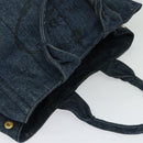 PRADA Canapa MM Hand Bag Denim Blue Gold Auth bs28391-6