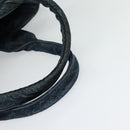 PRADA Canapa MM Hand Bag Denim Blue Gold Auth bs28391-7