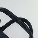 PRADA Canapa MM Hand Bag Denim Blue Gold Auth bs28391-8