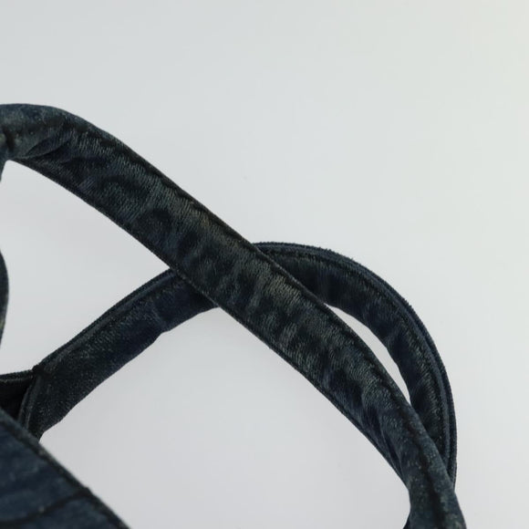 PRADA Canapa MM Hand Bag Denim Blue Gold Auth bs28391