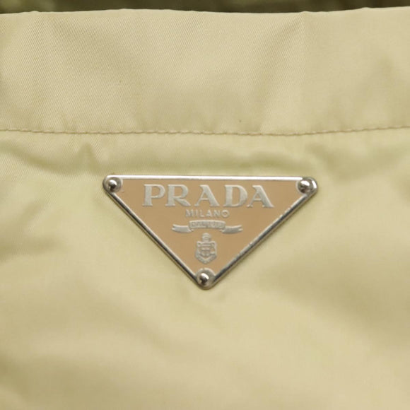 PRADA Tote Bag Nylon Leather Beige Auth bs28396