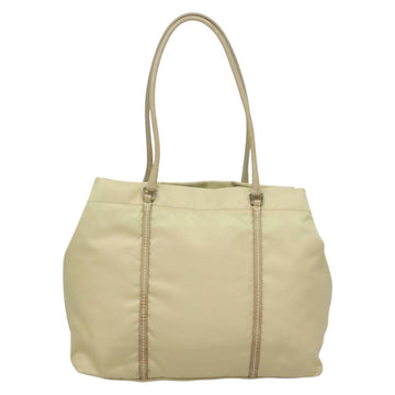 PRADA Tote Bag Nylon Leather Beige Auth bs28396 - 0